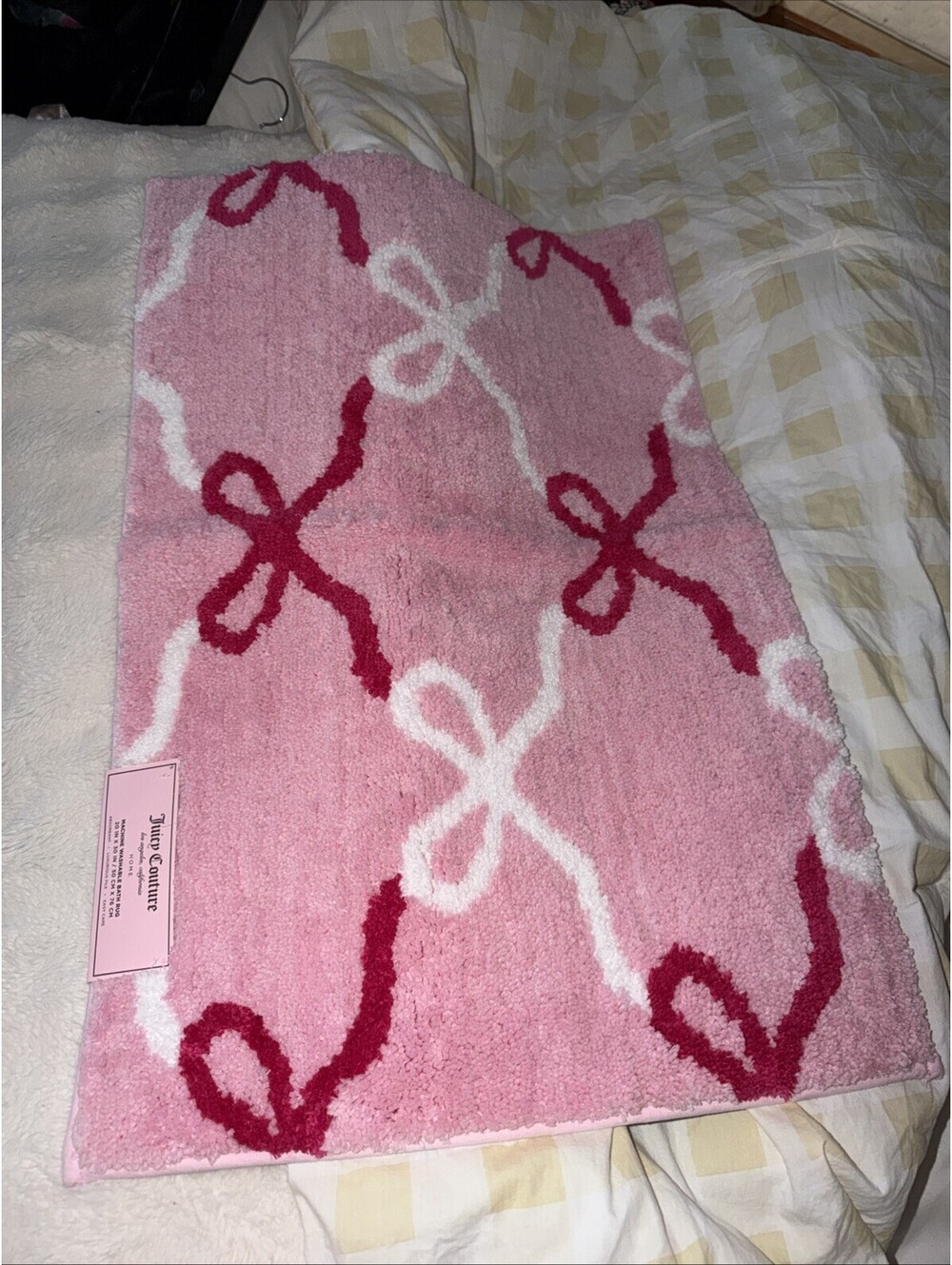 New juicy Couture Bath Rug Anti-Slip Bows Ribbon Coquette 20 x 30”